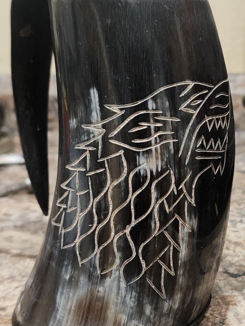 Game of thrones wolf carved viking drinking horn mug Tankard for beer wine mug